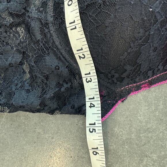 Vintage Y2K Full Lace Black Hot Pink Tank Top Camisole Lingerie Chemise Large - Picture 5 of 6